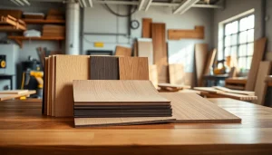 Showcase of wood veneer sheets emphasizing diverse textures and colors for woodworking projects.