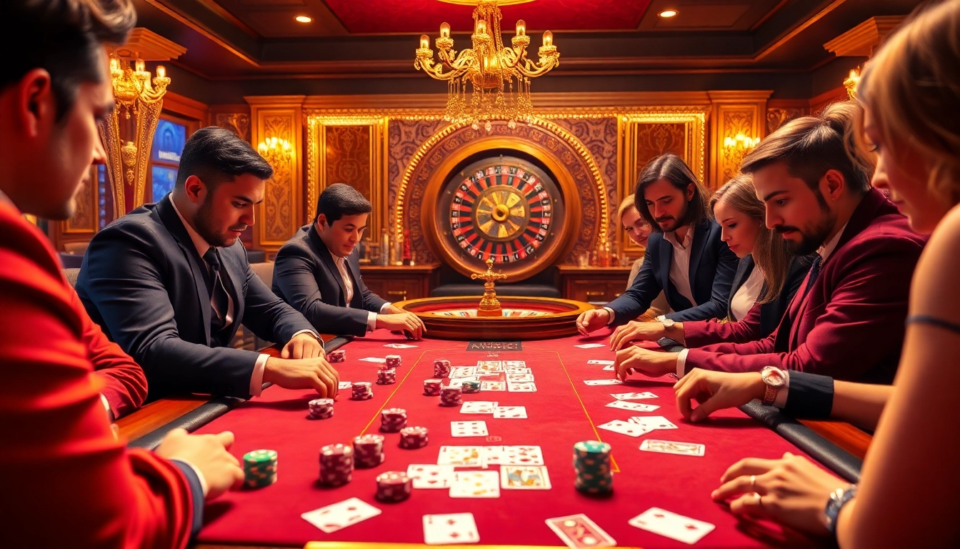 Exciting poker action at a casino table with indoxxi-themed elements, showcasing thrilling gameplay.