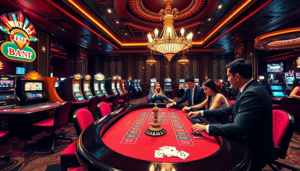 Players engaging in thrilling games at gg88 casino, showcasing luxury and excitement.