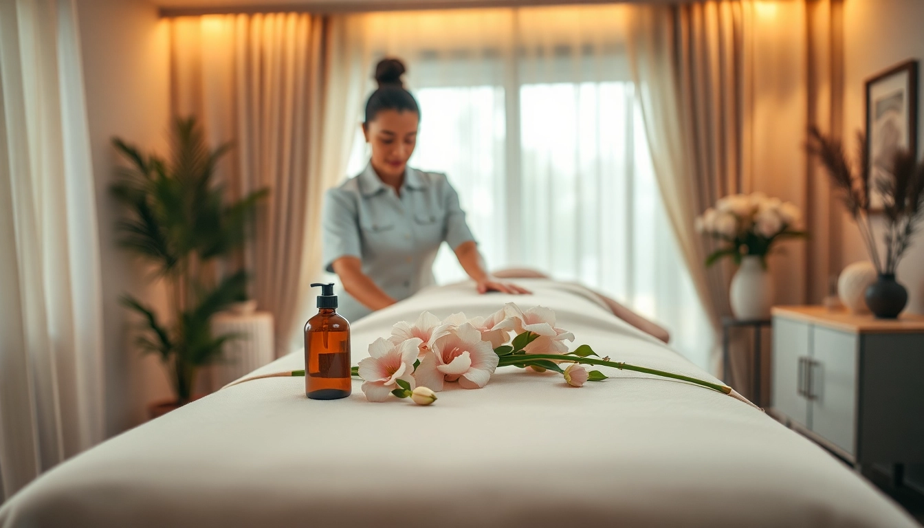 High-quality 출장 massage setup at home with professional therapist and serene atmosphere.