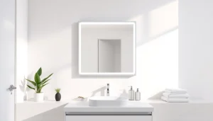 Enhance your space with a stylish bathroom mirror with LED light for better lighting and ambience.