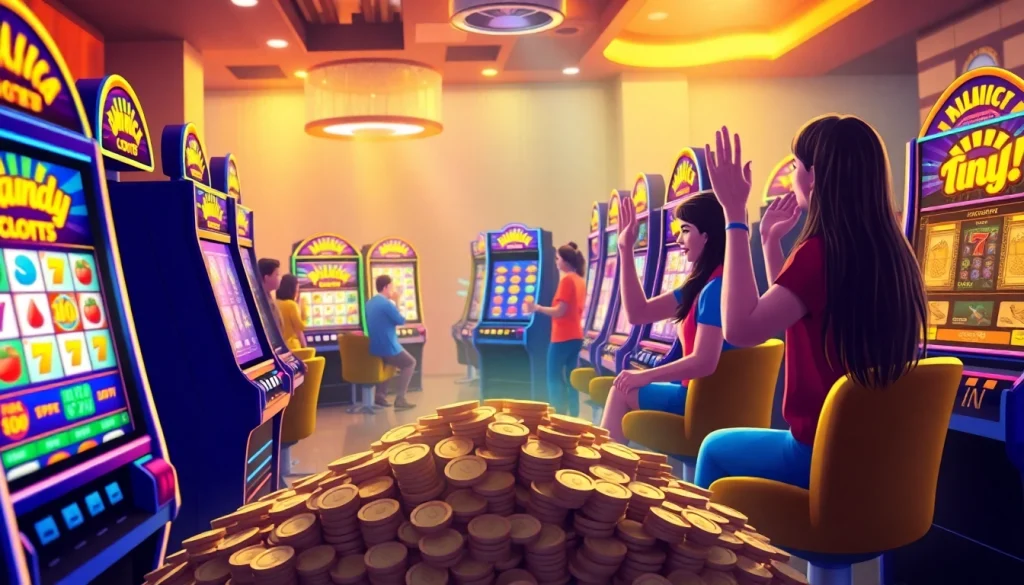 Menikmati permainan slot depo 1k yang menarik dengan latar belakang ceria dan menawan.