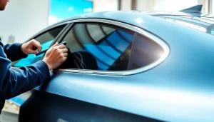 Enhance your vehicle's look with window tint near me, demonstrating professional installation.