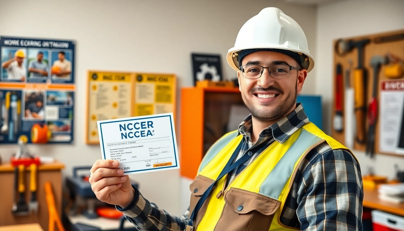 Showcase of nccer certification in a professional setting, highlighting a confident worker.
