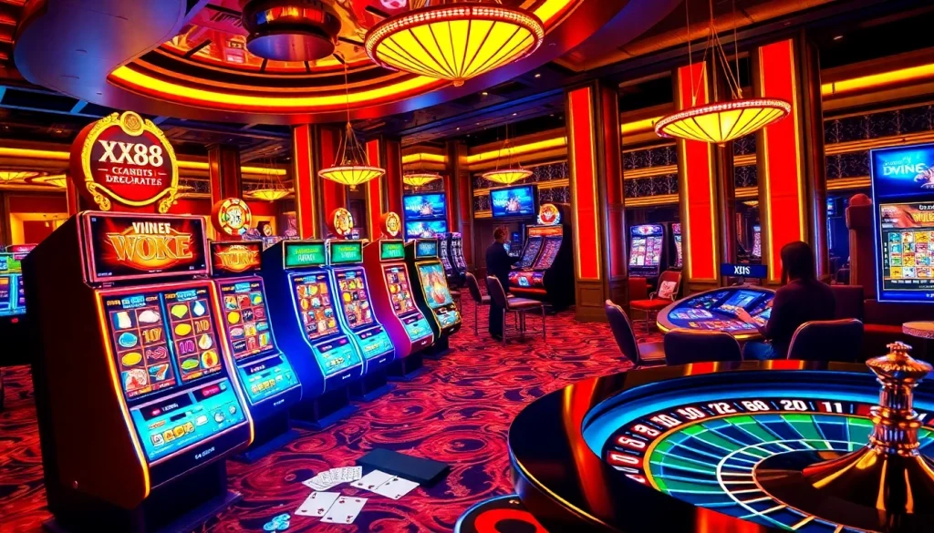Experience the thrill of gambling at XX88 with exciting games and vibrant casino elements.