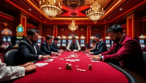 Gambling excitement at Haywin casino during a high-stakes poker game with vibrant lighting.