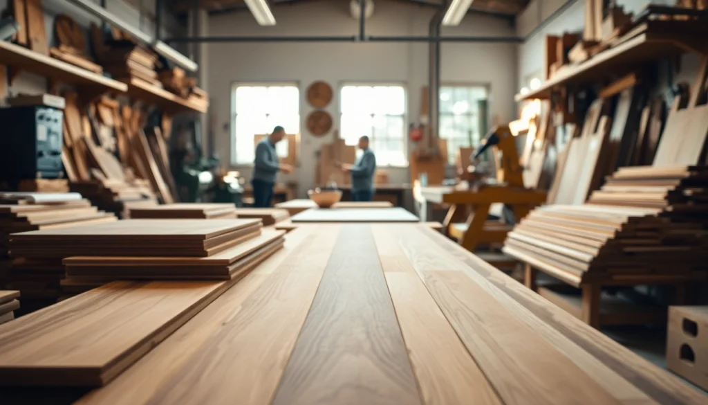 Crafting wood veneer in a workshop showcasing intricate designs and craftsmanship.