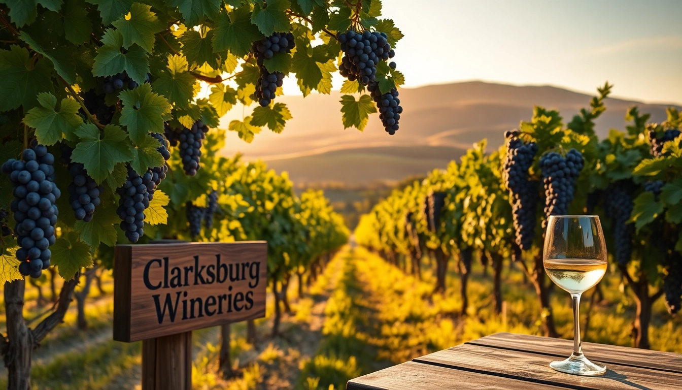 Visit clarksburg wineries with lush vineyards and inviting atmosphere.