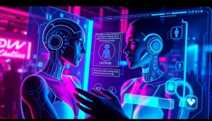 Engaging NSFW AI chatbot interface showcasing futuristic interactivity and vibrant neon colors.