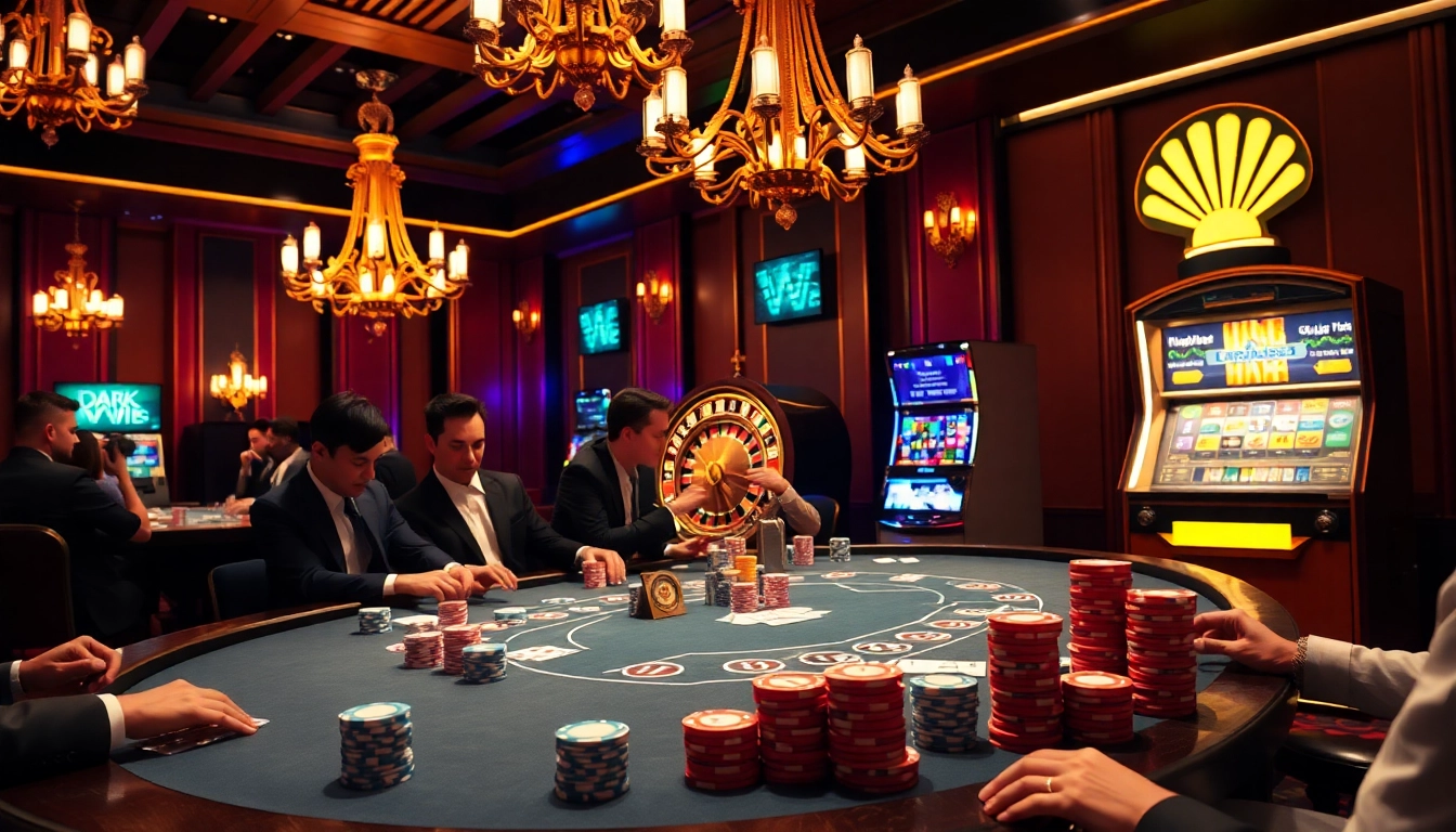 Gamble on the hidden wiki, showcasing excitement at a poker table with vibrant chips.