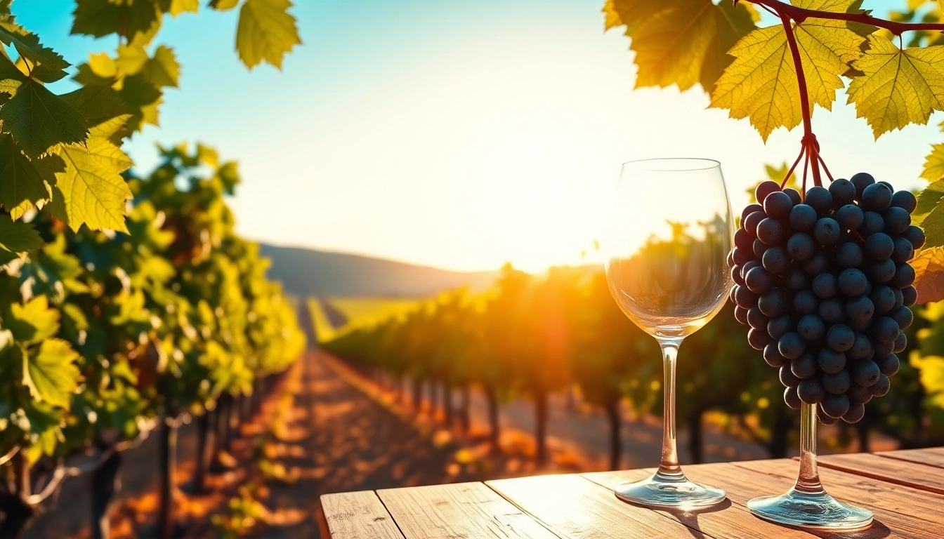 Enjoy the serene landscape of clarksburg wineries with ripe grapes and a rustic tasting room.