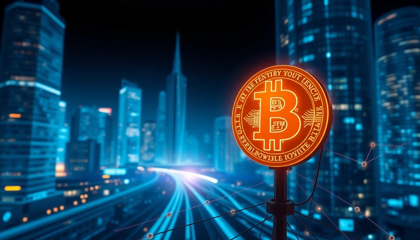 Illustration sur comprendre bitcoin avec un symbole Bitcoin lumineux entouré de technologie avancée.