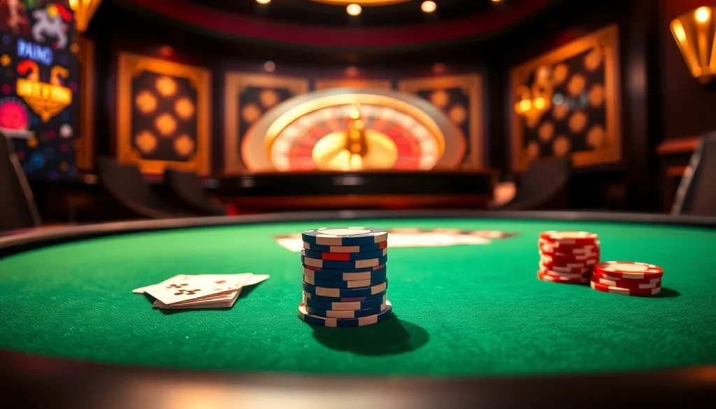 Engaging players with free porn games at a vibrant casino table filled with colorful chips and cards.