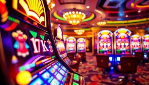 Menang besar pada slot deposit 1k dalam suasana kasino yang hidup dengan visual yang menarik.