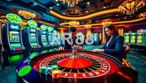 Exciting gameplay at RR88 casino with vibrant roulette and modern slot machines.