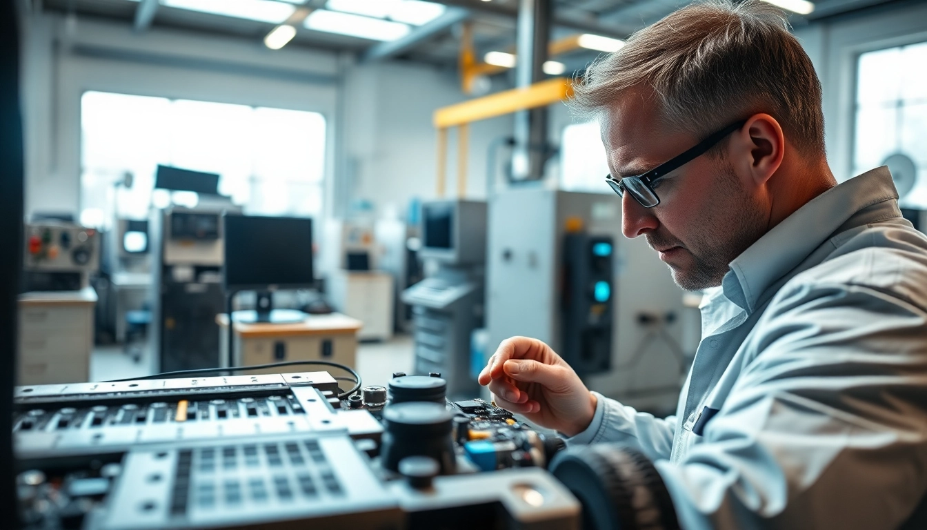 Technician troubleshooting das 142 system in a bright workspace, showcasing expertise.