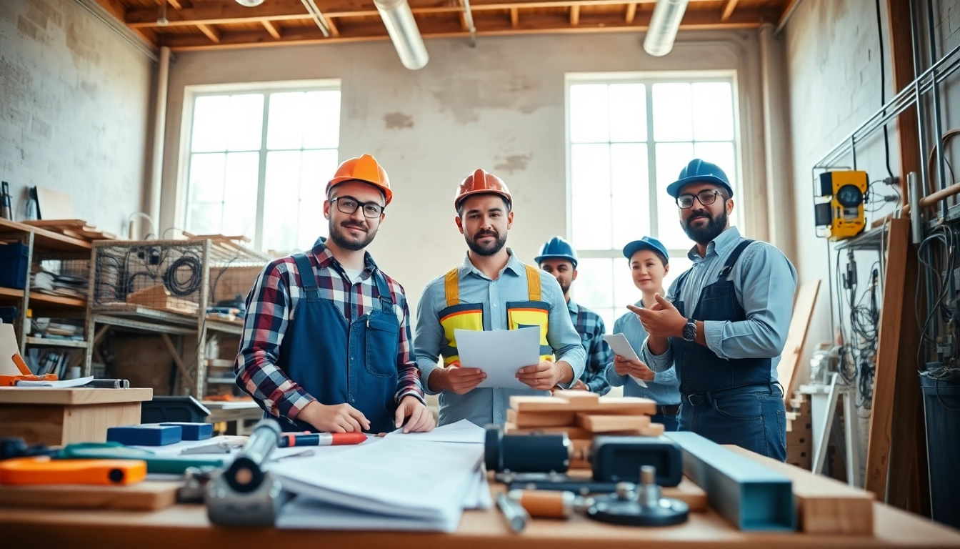 Explore trade schools oahu through skilled tradespeople collaborating in a vibrant workshop setting.