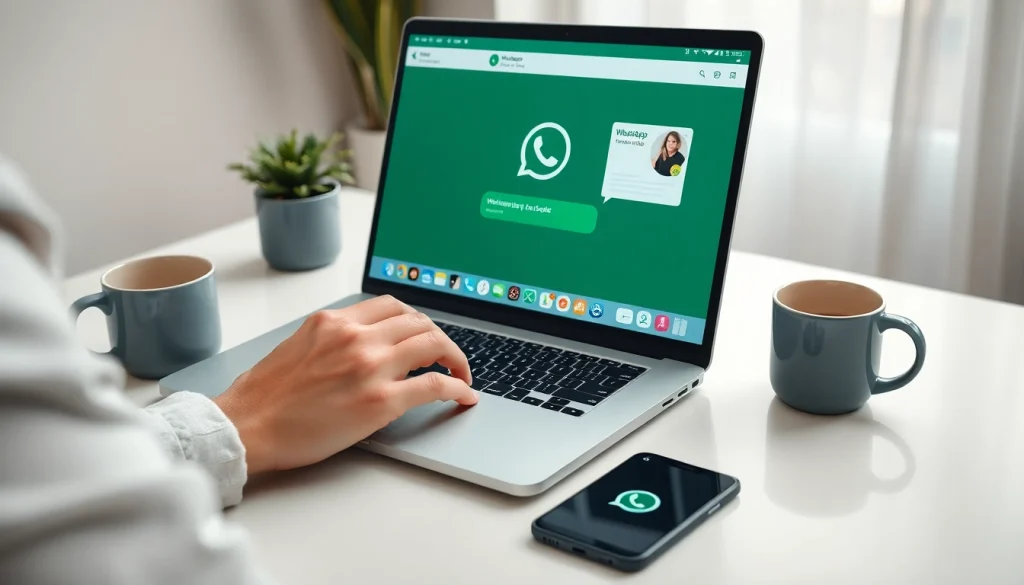 在笔记本电脑上使用 WhatsApp Web，展示消息发送与视频通话以实现无缝沟通。