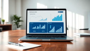 Streamlined interface of a legal debt recovery platform showcased on a laptop in a professional setting.