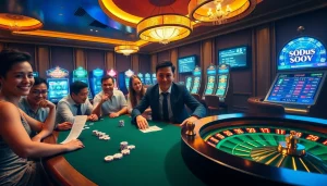 Enjoy thrilling gameplay at SODO66 with players engaging at a poker table.