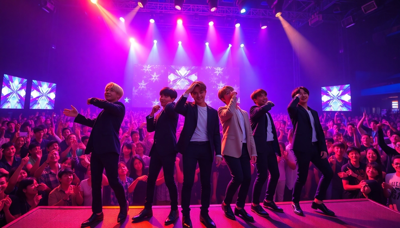 BTS news captured during a dynamic concert performance, highlighting energy and excitement.