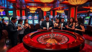 Players enjoying a thrilling game at GG88 casino with roulette and vibrant atmosphere.