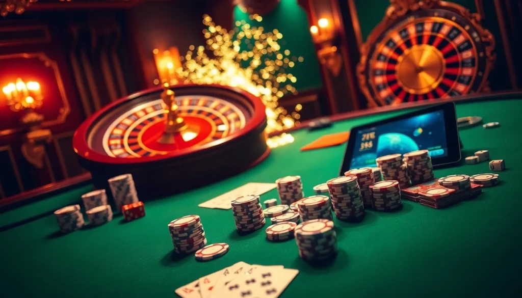 Vivez l'excitation du meilleur casino en ligne avec des jetons de poker vibrants et des cartes à jouer.