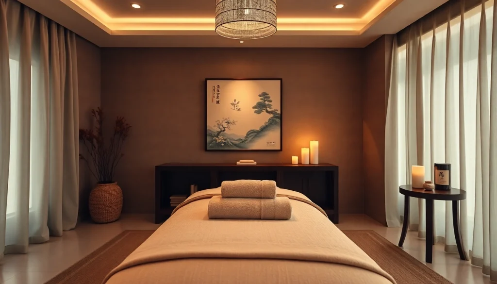 최적의 이완과 회복을 위한 평온한 분위기의 마사지 치료실