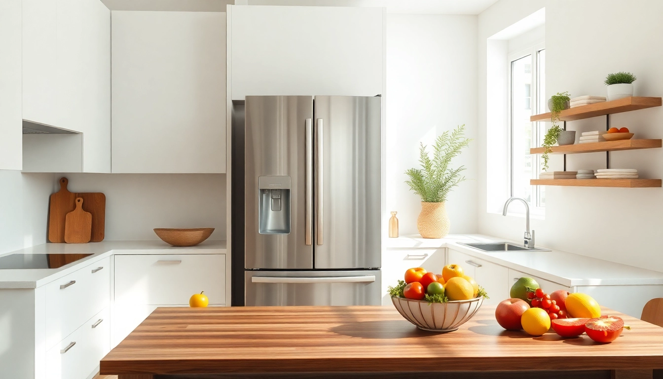Highlighting refrigerator sales, a modern kitchen with a sleek stainless steel fridge