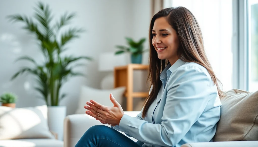 Anxiety symptoms explained through a comforting therapy session in a serene environment.