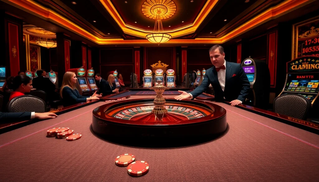 Scène captivante d'une atmosphère de casino excitante présentant la table de roulette et l'action de jeu du meilleur casino en ligne.