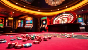 Players enjoying a thrilling experience at mm88.com with vibrant casino tables and exciting games.