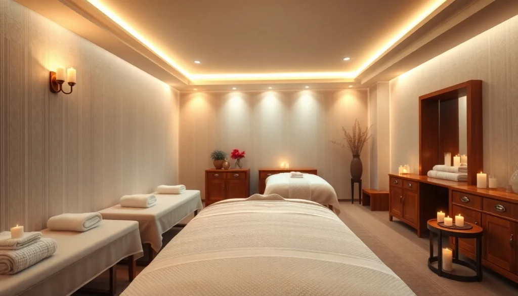 우아한 장식과 편안한 분위기의 마사지 치료실.