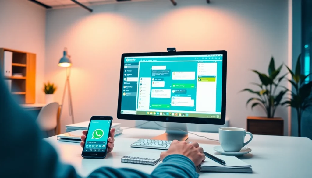 Engaging workspace showcasing WhatsApp Web interface, emphasizing seamless communication.