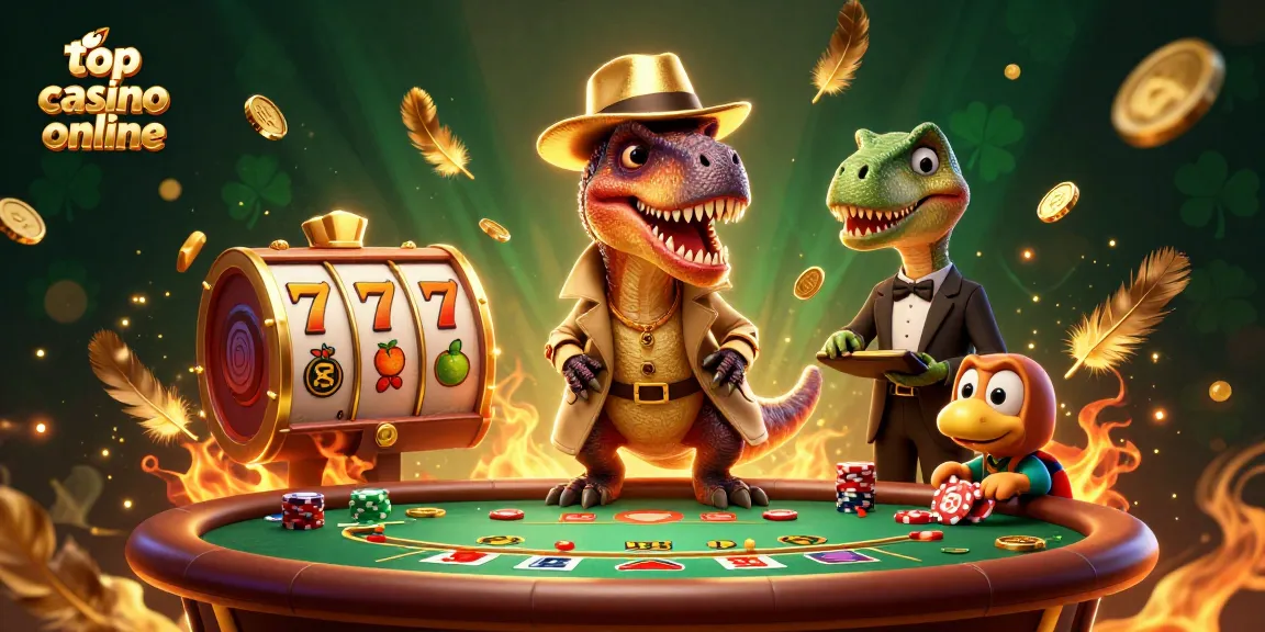 Experimentează emoția la top casino online cu un velociraptor la blackjack și simboluri de păcănele.