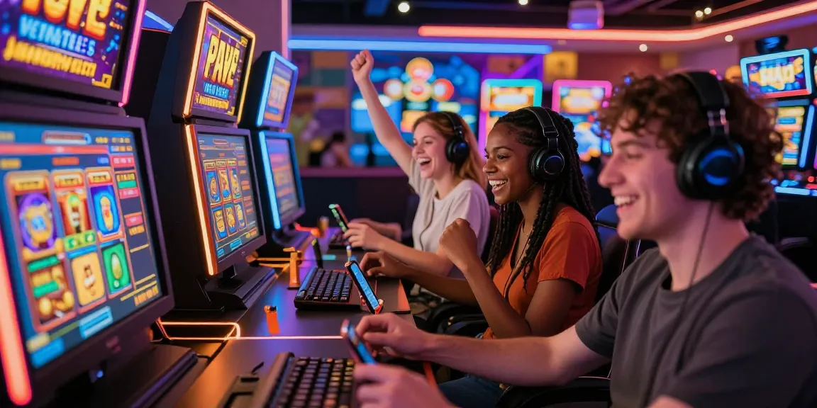 Engaged players enjoying slot depo 1000 games in a vibrant online casino atmosphere.