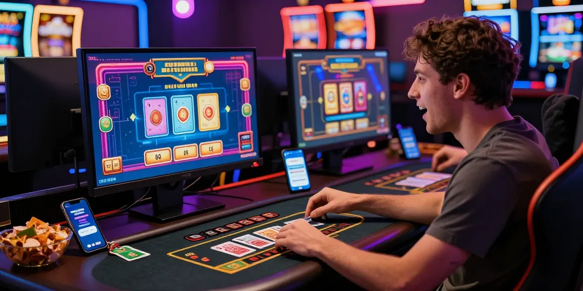 Engaged player enjoying credit card casinos experience with vibrant gaming graphics and digital payments.