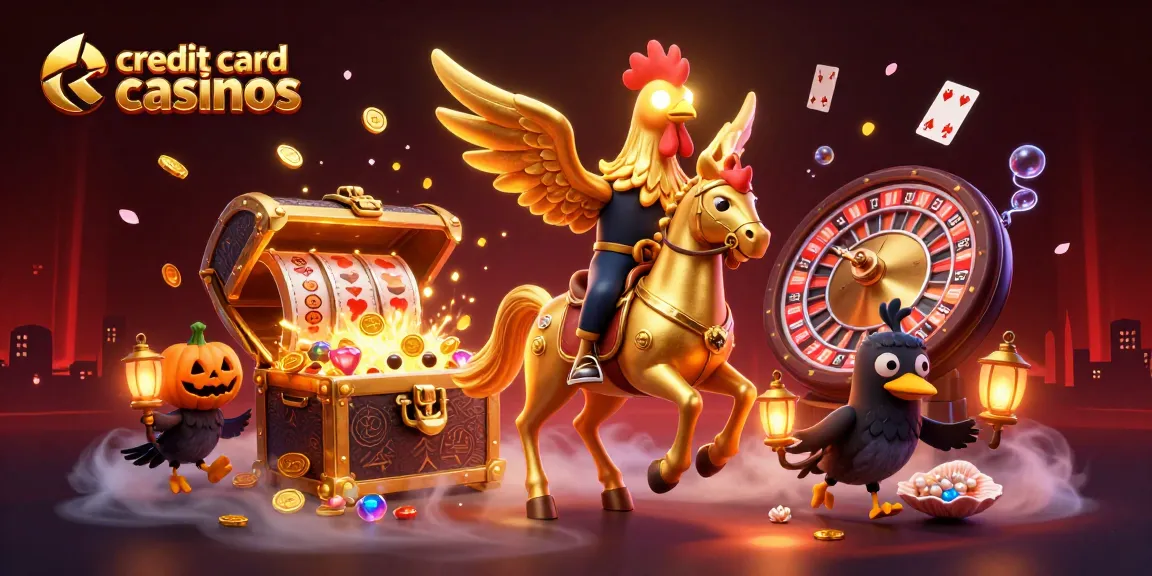 Engaging visual showcasing credit card casinos with exciting games and dynamic characters in a casino scene.