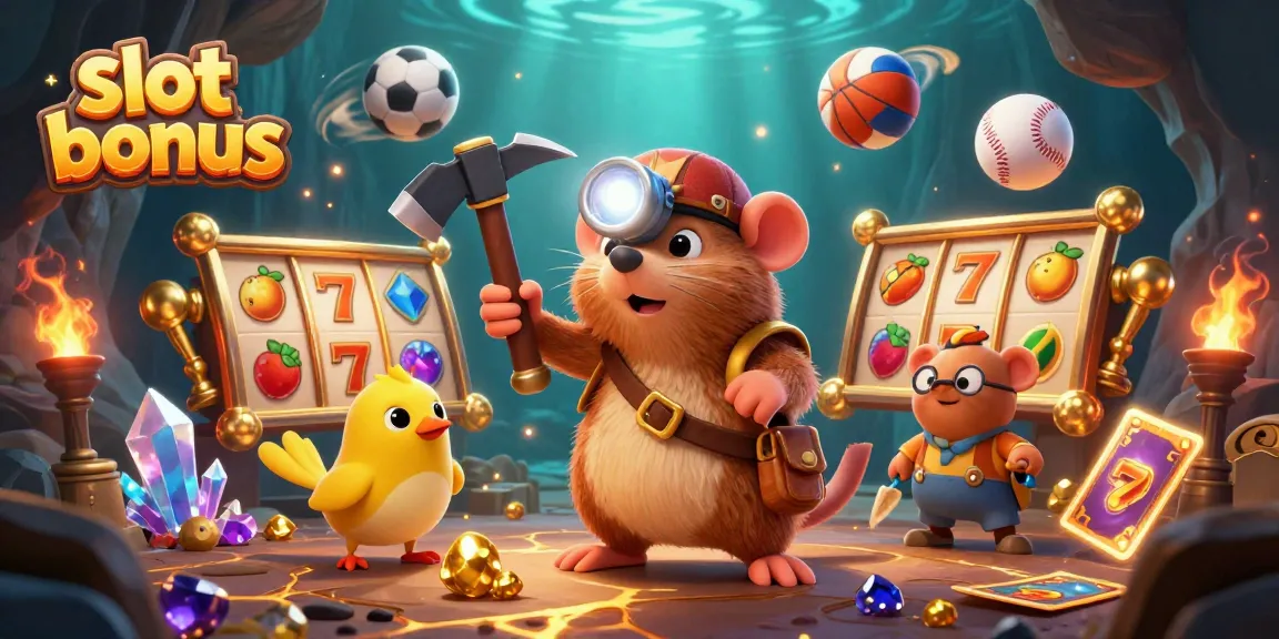 Experience the thrill of a slot bonus adventure in this vibrant 3D illustration with treasure hunter characters.