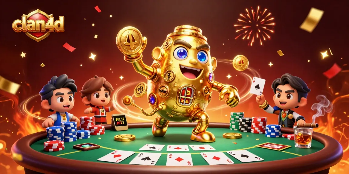 Engage with the exciting world of clan4d gaming featuring a golden golem amidst poker action.